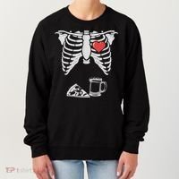 Dad Skeleton Halloween Beer Pizza Funny Pregnancy Couple Women's Sweatshirt thumb 0