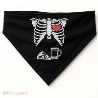 Dad Skeleton Halloween Beer Pizza Funny Pregnancy Couple USA-Made Doggie Bandana thumb 0