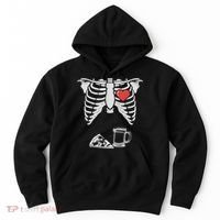 Dad Skeleton Halloween Beer Pizza Funny Pregnancy Couple Hoodie thumb 0