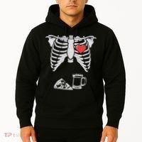 Dad Skeleton Halloween Beer Pizza Funny Pregnancy Couple Hoodie thumb 2