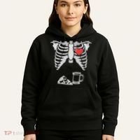 Dad Skeleton Halloween Beer Pizza Funny Pregnancy Couple Hoodie thumb 5