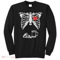 Dad Skeleton Halloween Beer Pizza Funny Pregnancy Couple Sweatshirt thumb 0