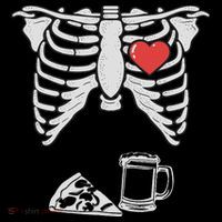 Dad Skeleton Halloween Beer Pizza Funny Pregnancy Couple Sweatshirt thumb 3