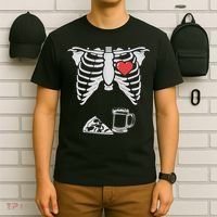 Dad Skeleton Halloween Beer Pizza Funny Pregnancy Couple T-Shirt thumb 6