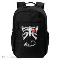 Dad Skeleton Halloween Beer Pizza Funny Pregnancy Couple Backpack thumb 0