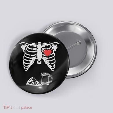 Dad Skeleton Halloween Beer Pizza Funny Pregnancy Couple Button