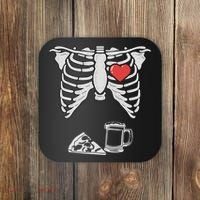 Dad Skeleton Halloween Beer Pizza Funny Pregnancy Couple Coaster thumb 0