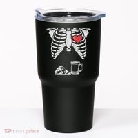 Dad Skeleton Halloween Beer Pizza Funny Pregnancy Couple Tumbler thumb 0