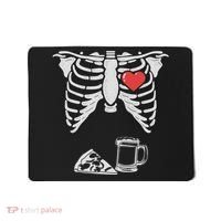 Dad Skeleton Halloween Beer Pizza Funny Pregnancy Couple Mousepad thumb 0