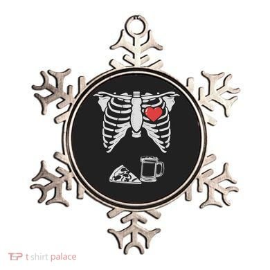 Dad Skeleton Halloween Beer Pizza Funny Pregnancy Couple Ornament