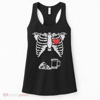 Dad Skeleton Halloween Beer Pizza Funny Pregnancy Couple Women's Tank Top thumb 0