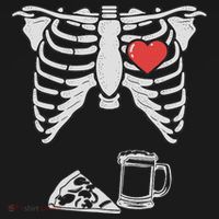 Dad Skeleton Halloween Beer Pizza Funny Pregnancy Couple Baby Bodysuit thumb 2