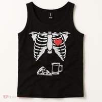 Dad Skeleton Halloween Beer Pizza Funny Pregnancy Couple Tank Top thumb 2