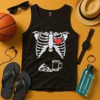 Dad Skeleton Halloween Beer Pizza Funny Pregnancy Couple Tank Top thumb 4