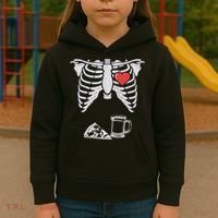 Dad Skeleton Halloween Beer Pizza Funny Pregnancy Couple Kids Hoodie thumb 3