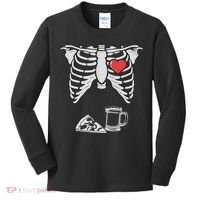 Dad Skeleton Halloween Beer Pizza Funny Pregnancy Couple Kids Long Sleeve Shirt thumb 0