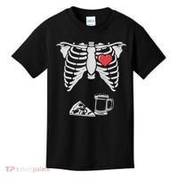 Dad Skeleton Halloween Beer Pizza Funny Pregnancy Couple Kids T-Shirt thumb 0