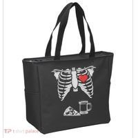 Dad Skeleton Halloween Beer Pizza Funny Pregnancy Couple Tote Bag thumb 2