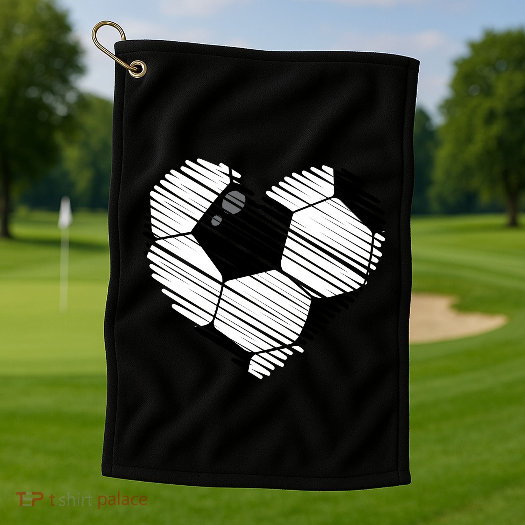 Distressed Soccer Heart Golf Towel