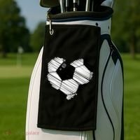 Distressed Soccer Heart Golf Towel thumb 2