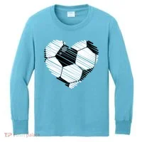 Distressed Soccer Heart Kids Long Sleeve Shirt thumb 0