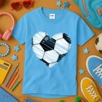 Distressed Soccer Heart Kids T-Shirt thumb 3