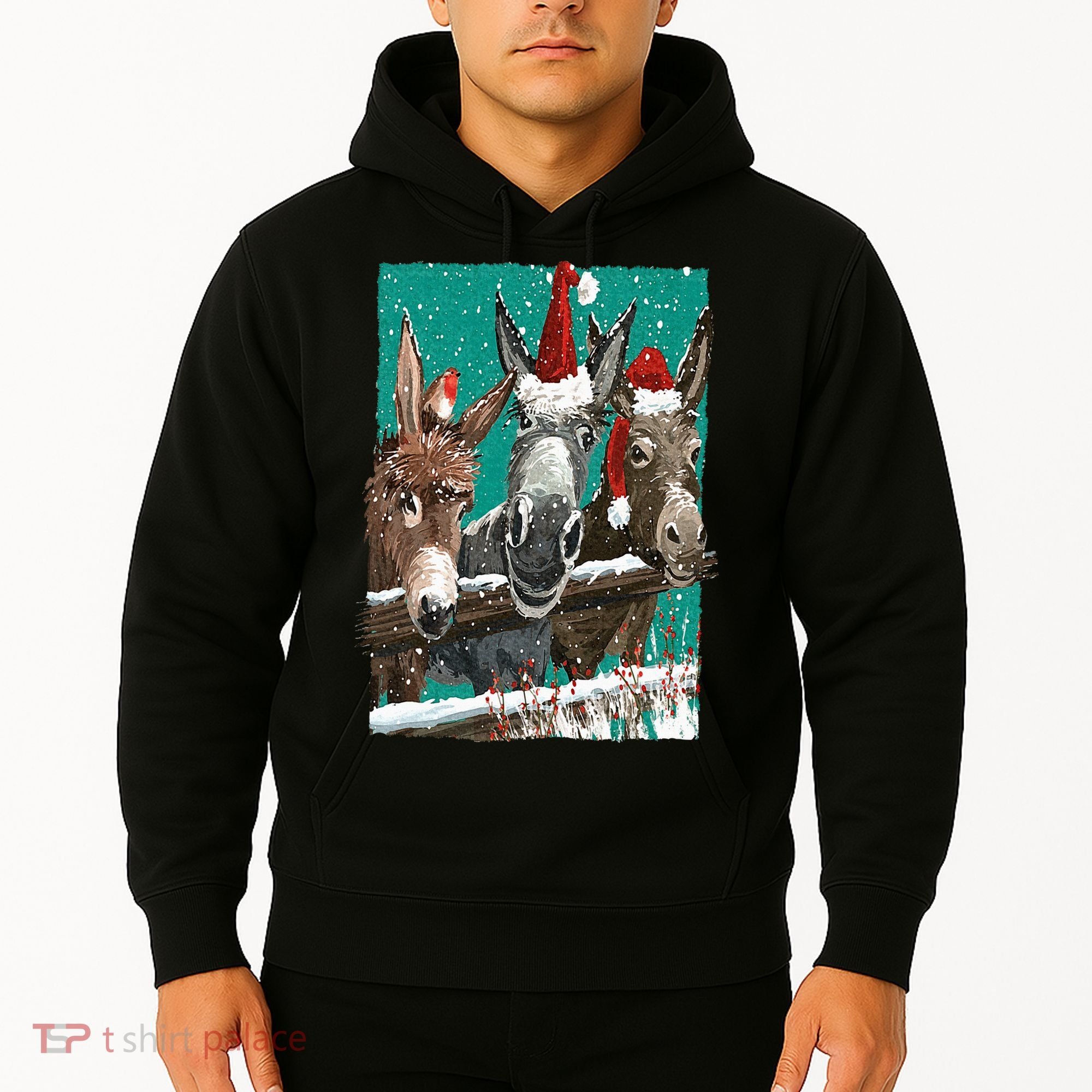 Donkey Santa Hat Donkey Lover Cute Donkey Christmas Hoodie