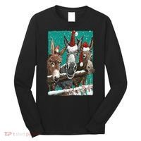Donkey Santa Hat Donkey Lover Cute Donkey Christmas Long Sleeve Shirt thumb 0