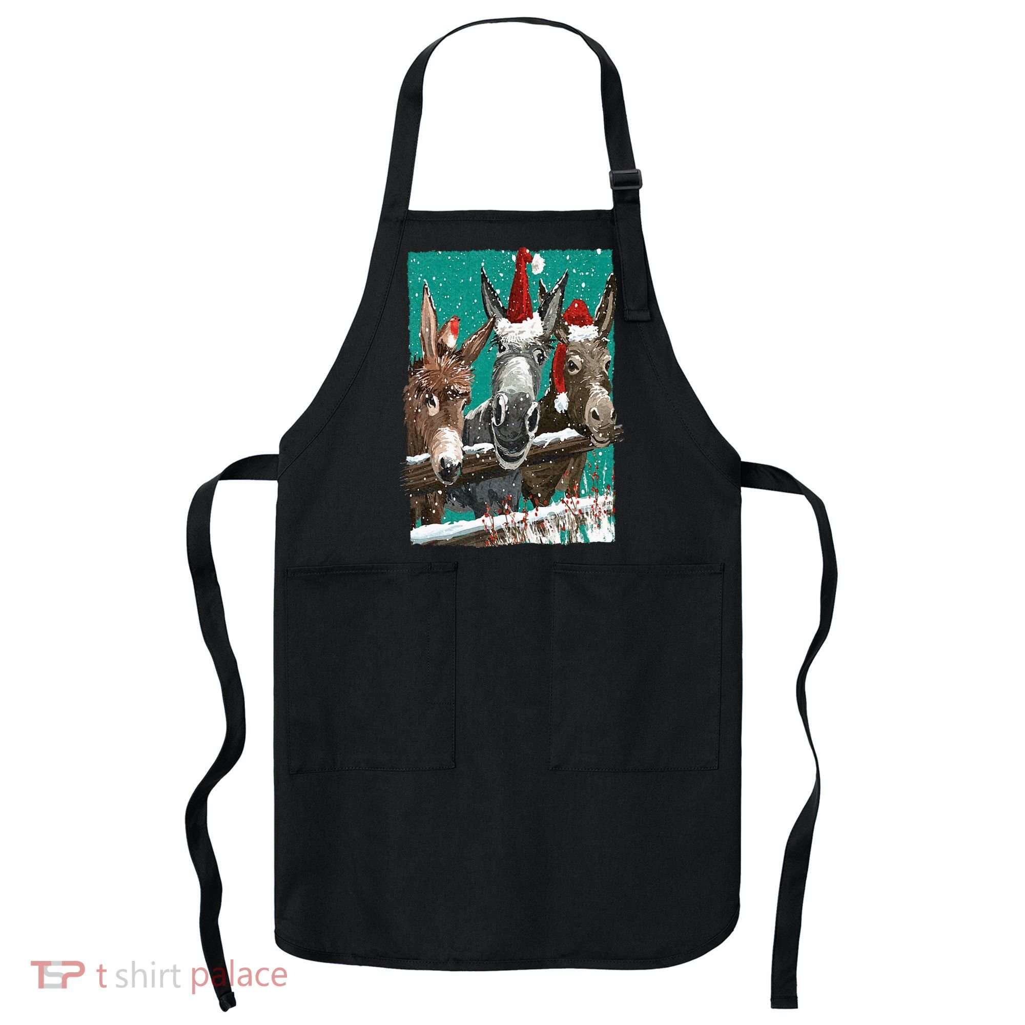 Donkey Santa Hat Donkey Lover Cute Donkey Christmas Apron