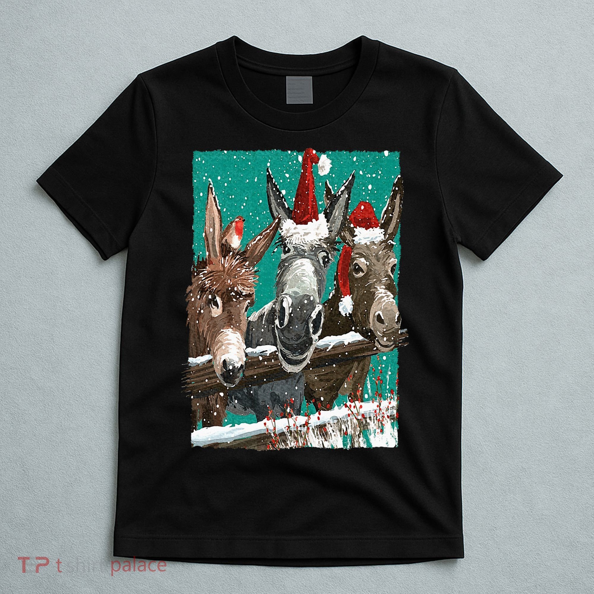 Donkey Santa Hat Donkey Lover Cute Donkey Christmas T-Shirt