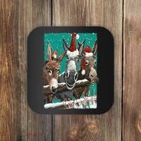 Donkey Santa Hat Donkey Lover Cute Donkey Christmas Coaster thumb 0