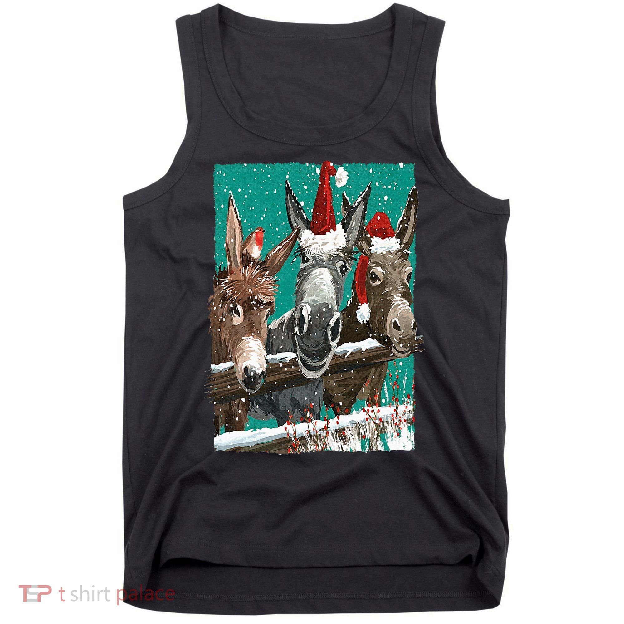 Donkey Santa Hat Donkey Lover Cute Donkey Christmas Tank Top
