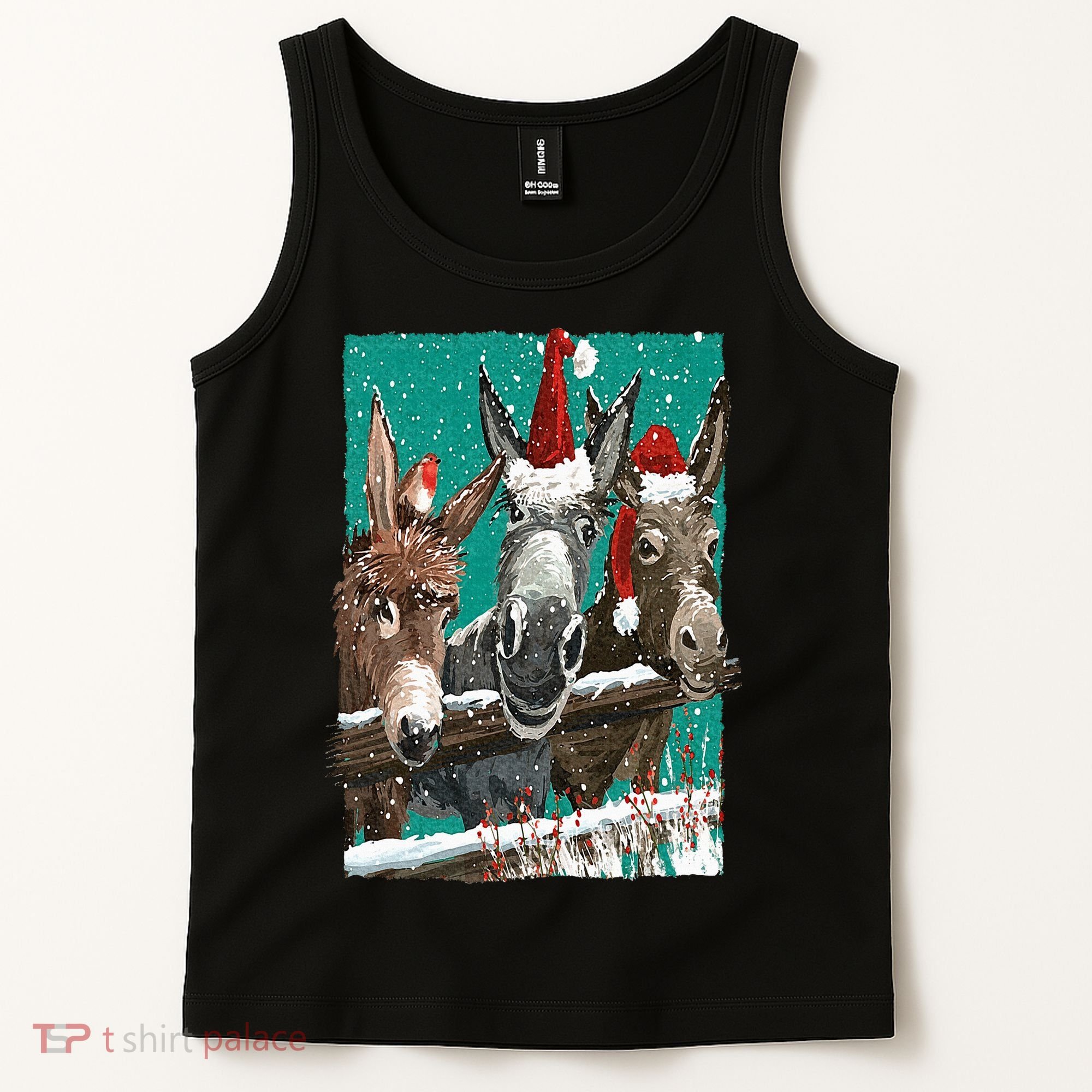 Donkey Santa Hat Donkey Lover Cute Donkey Christmas Tank Top