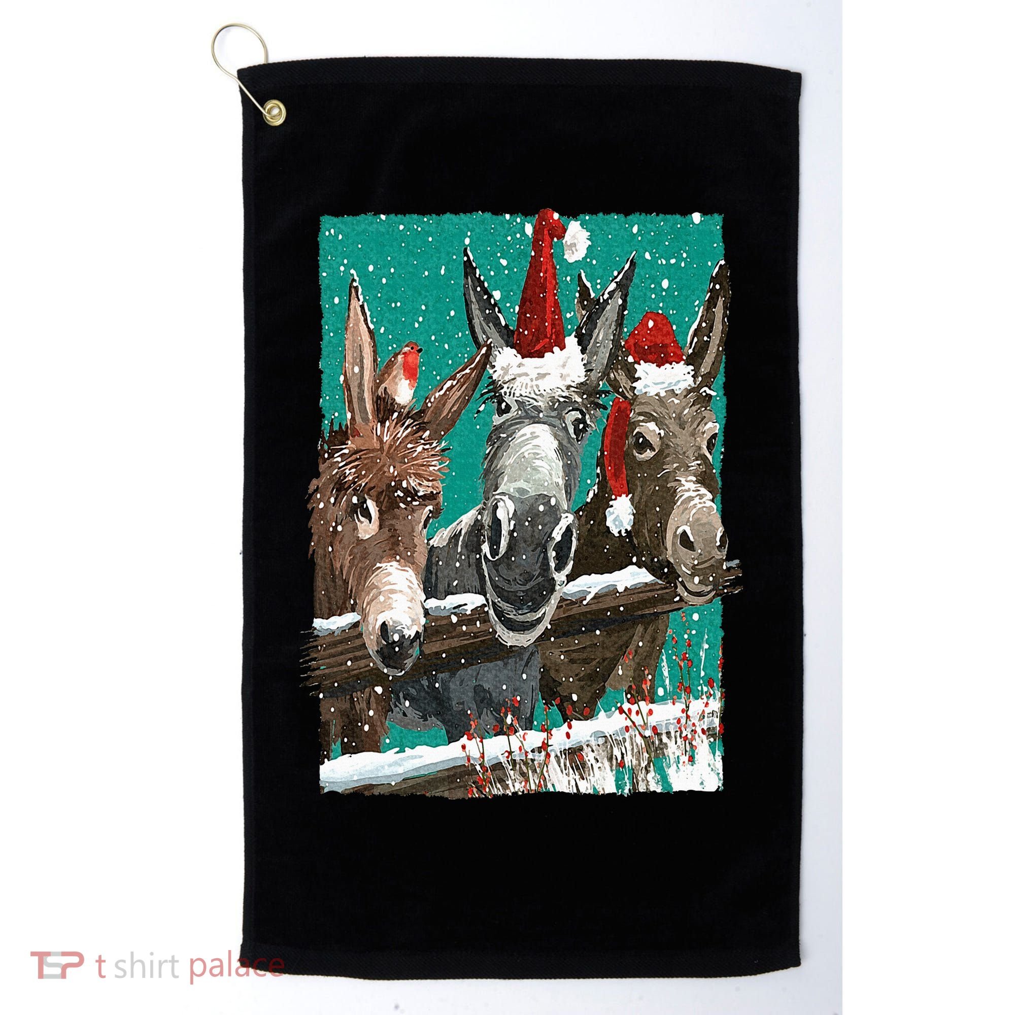 Donkey Santa Hat Donkey Lover Cute Donkey Christmas Golf Towel