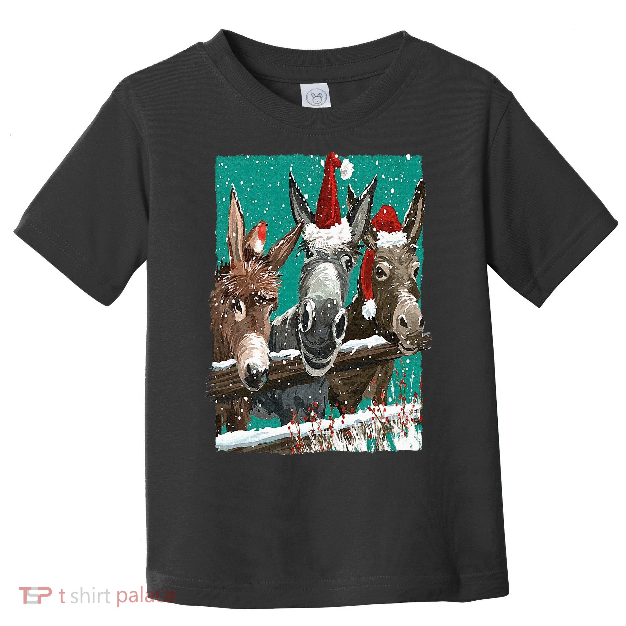 Donkey Santa Hat Donkey Lover Cute Donkey Christmas Toddler T-Shirt