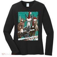 Donkey Santa Hat Donkey Lover Cute Donkey Christmas Women's Long Sleeve Shirt thumb 0