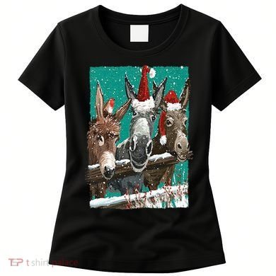 Donkey Santa Hat Donkey Lover Cute Donkey Christmas Women's T-Shirt