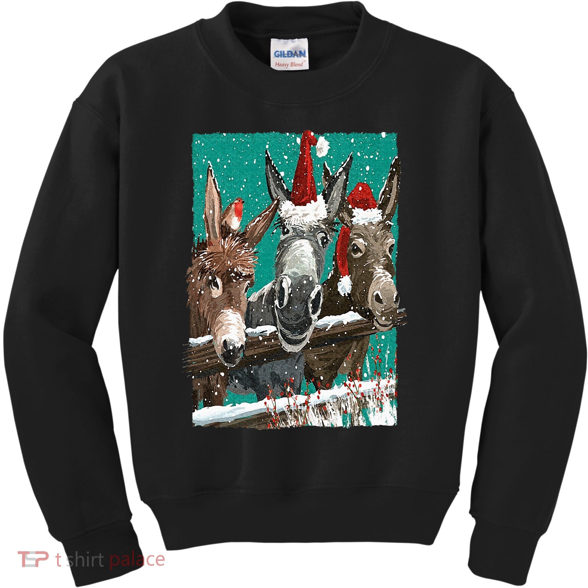 Donkey Santa Hat Donkey Lover Cute Donkey Christmas Kids Sweatshirt