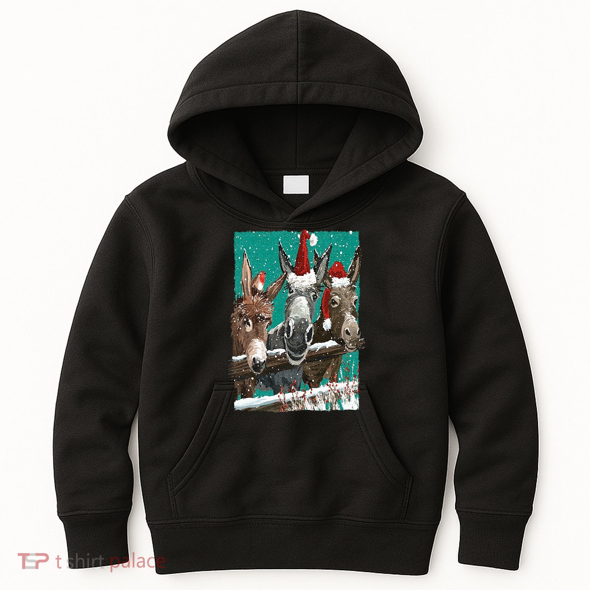 Donkey Santa Hat Donkey Lover Cute Donkey Christmas Kids Hoodie