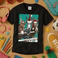 Donkey Santa Hat Donkey Lover Cute Donkey Christmas Kids T-Shirt thumb 3