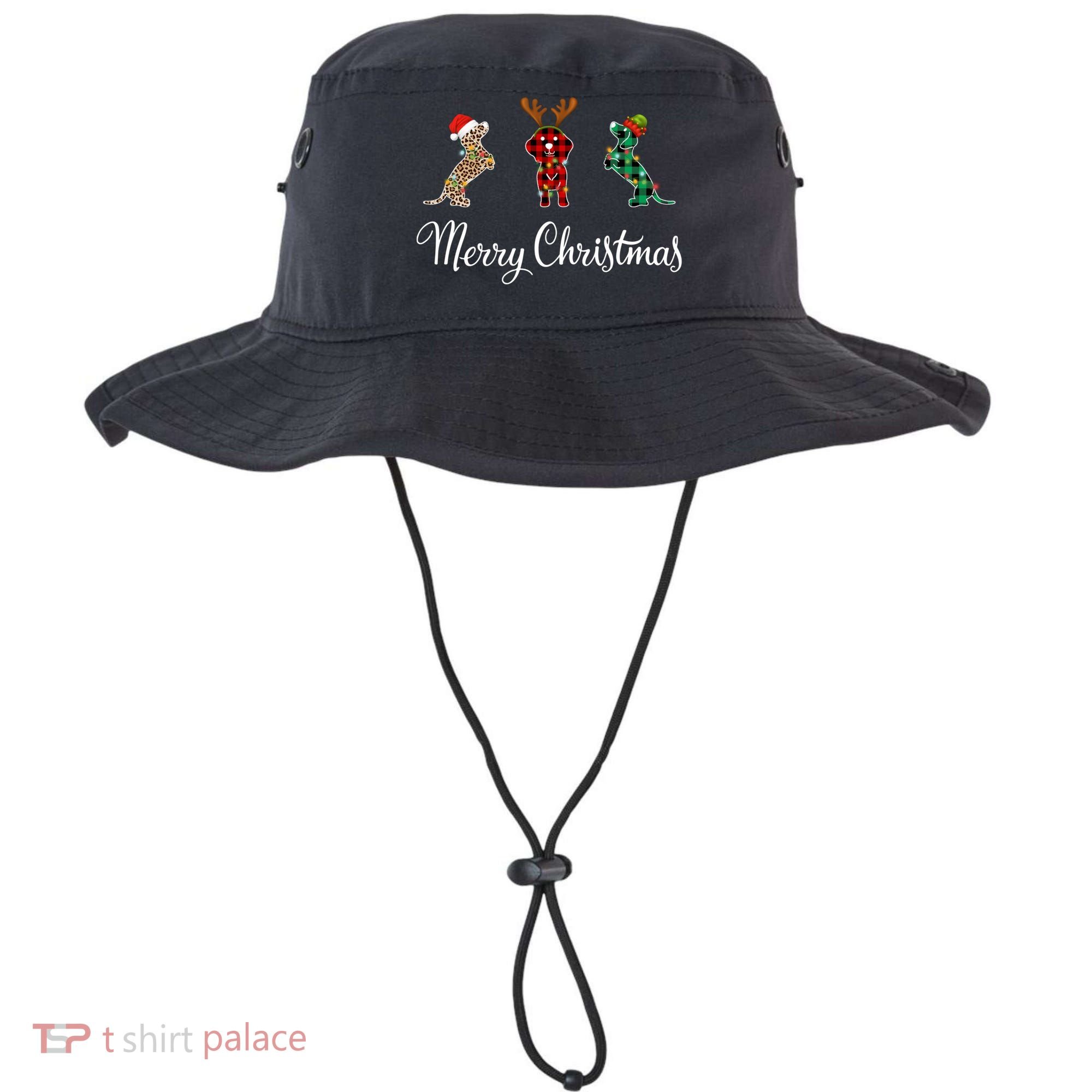 Dachshund Santa Hat Reindeer Christmas Leopard Buffalo Plaid Gift Bucket Hat