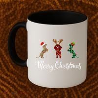 Dachshund Santa Hat Reindeer Christmas Leopard Buffalo Plaid Gift Coffee Mug thumb 2