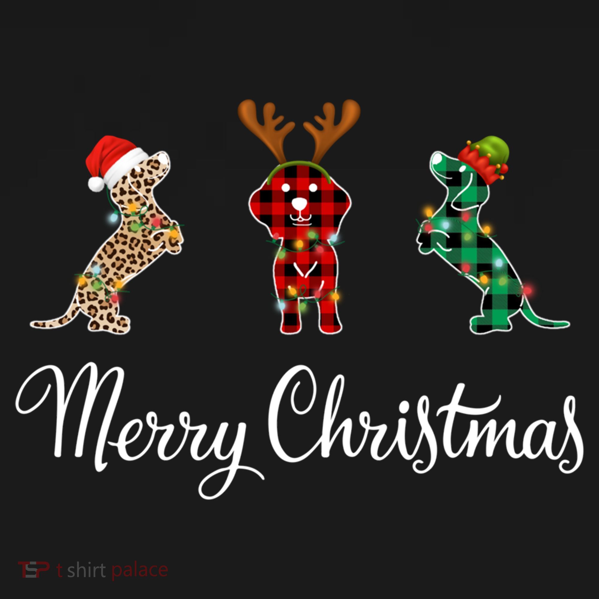 Dachshund Santa Hat Reindeer Christmas Leopard Buffalo Plaid Gift Women's Hoodie