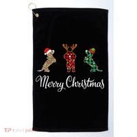 Dachshund Santa Hat Reindeer Christmas Leopard Buffalo Plaid Gift Golf Towel thumb 0