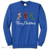 Dachshund Santa Hat Reindeer Christmas Leopard Buffalo Plaid Gift Sweatshirt thumb 0