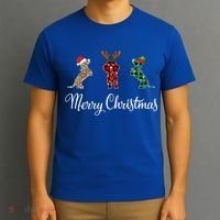 Dachshund Santa Hat Reindeer Christmas Leopard Buffalo Plaid Gift T-Shirt thumb 3