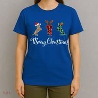 Dachshund Santa Hat Reindeer Christmas Leopard Buffalo Plaid Gift T-Shirt thumb 4