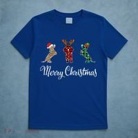 Dachshund Santa Hat Reindeer Christmas Leopard Buffalo Plaid Gift T-Shirt thumb 5