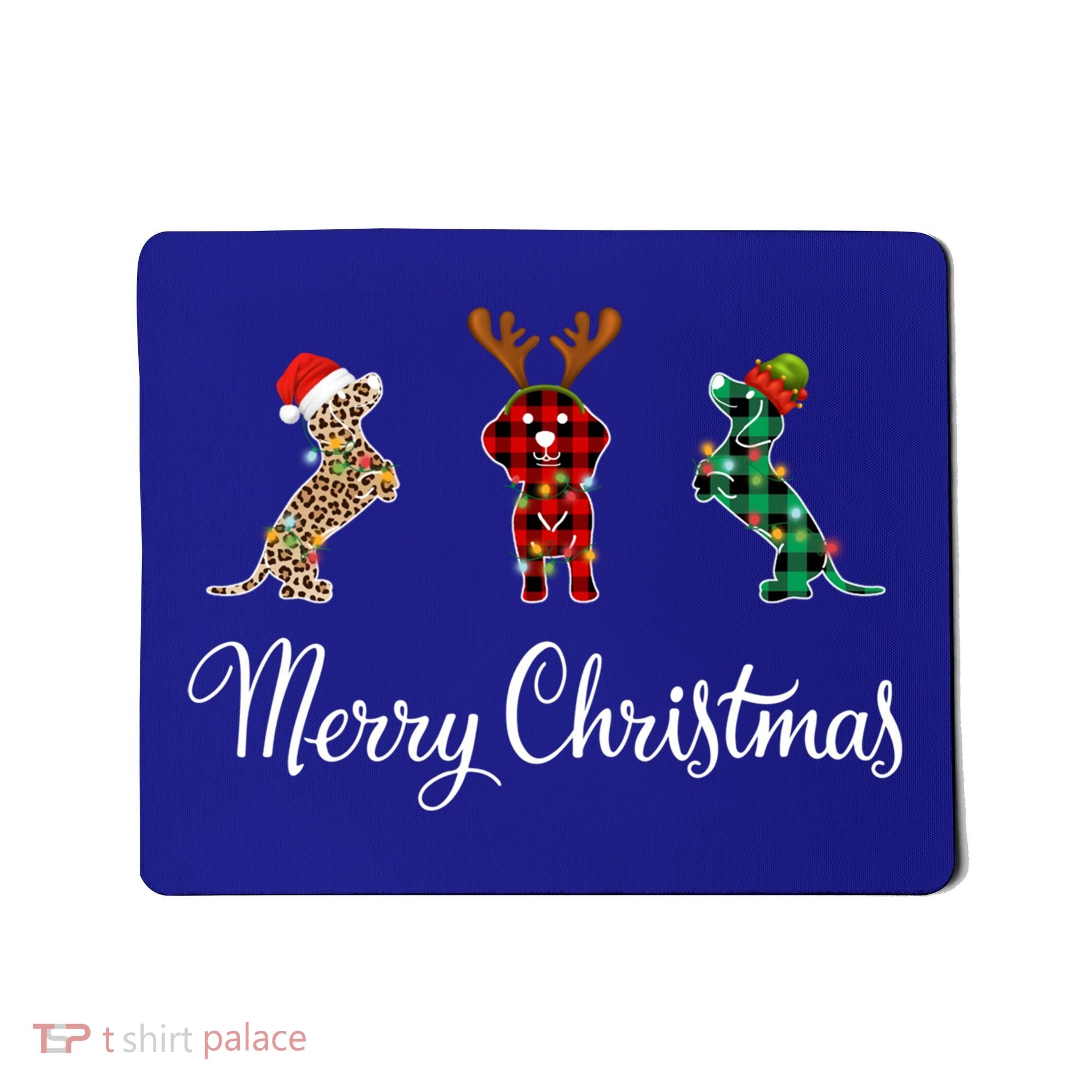 Dachshund Santa Hat Reindeer Christmas Leopard Buffalo Plaid Gift Mousepad