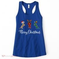 Dachshund Santa Hat Reindeer Christmas Leopard Buffalo Plaid Gift Women's Tank Top thumb 0